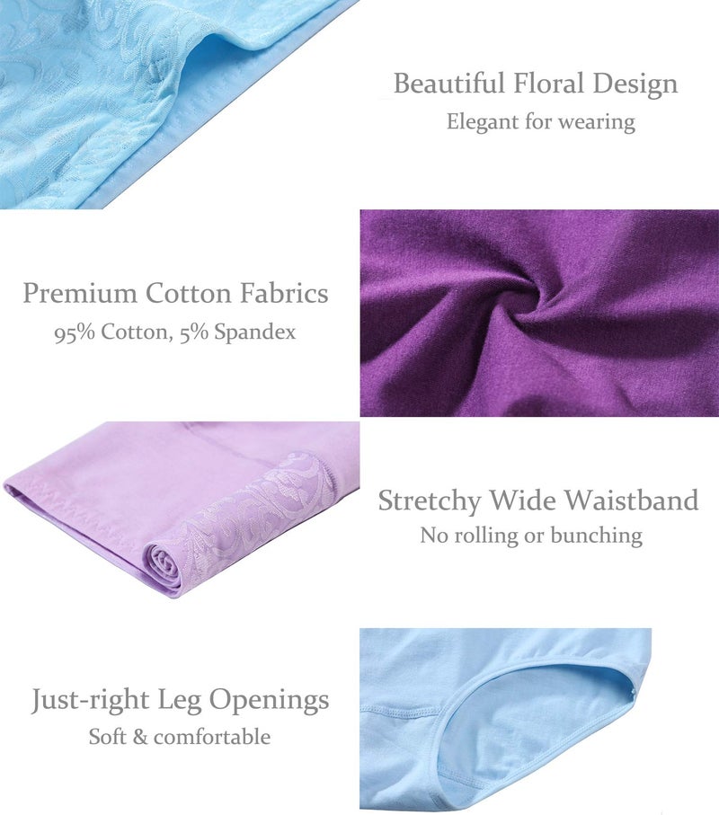 Kinyanco High Waist Tummy Control Panties for Women, Cotton Underwear No Muffin Top Shapewear Brief Panties (5-Pack Light Color, Large) - Image 2